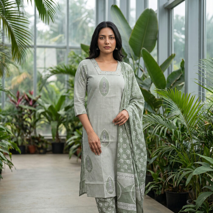 745/-Per-Pcs, M to XXL Set, Discharge Print Straight 3Pcs Suits, ST3-0007