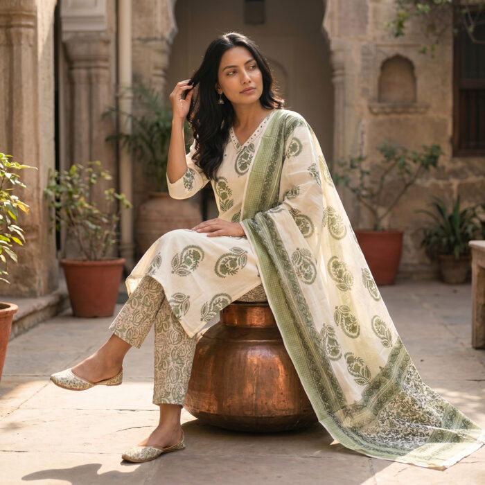 745/-Per-Pcs, M to XXL Set, Discharge Print Straight 3Pcs Suits, ST3-0003