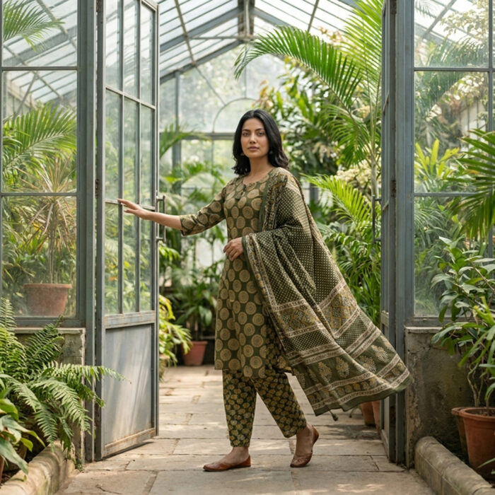 700/- Per Pcs | M to XXL Set | Discharge Print Cotton Straight 3Pcs Suit | ST3-0012