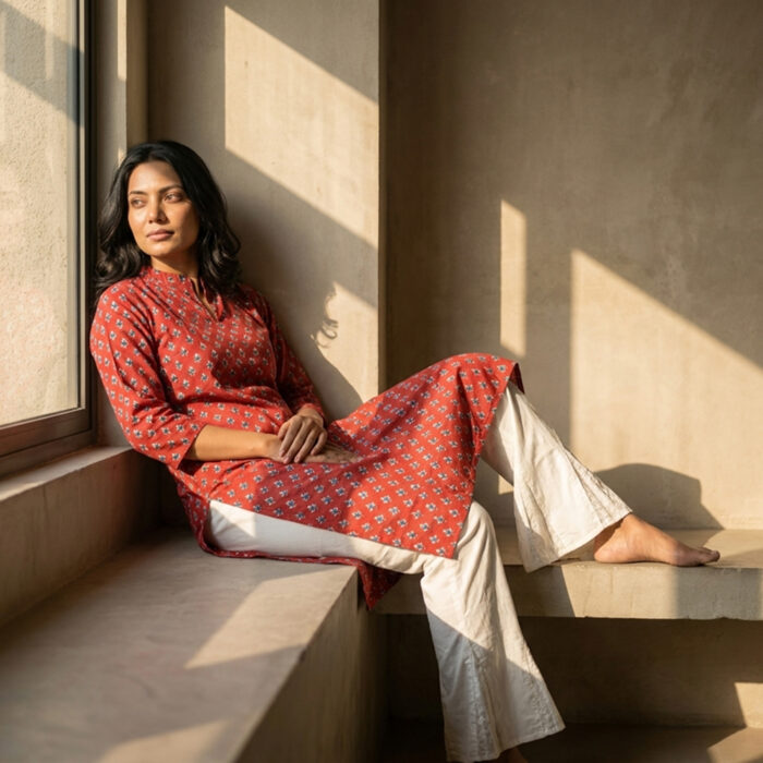 210/-Per-Pcs, M to XXL Set, 60*60 Cotton Single Long Kurti, LK1-0013